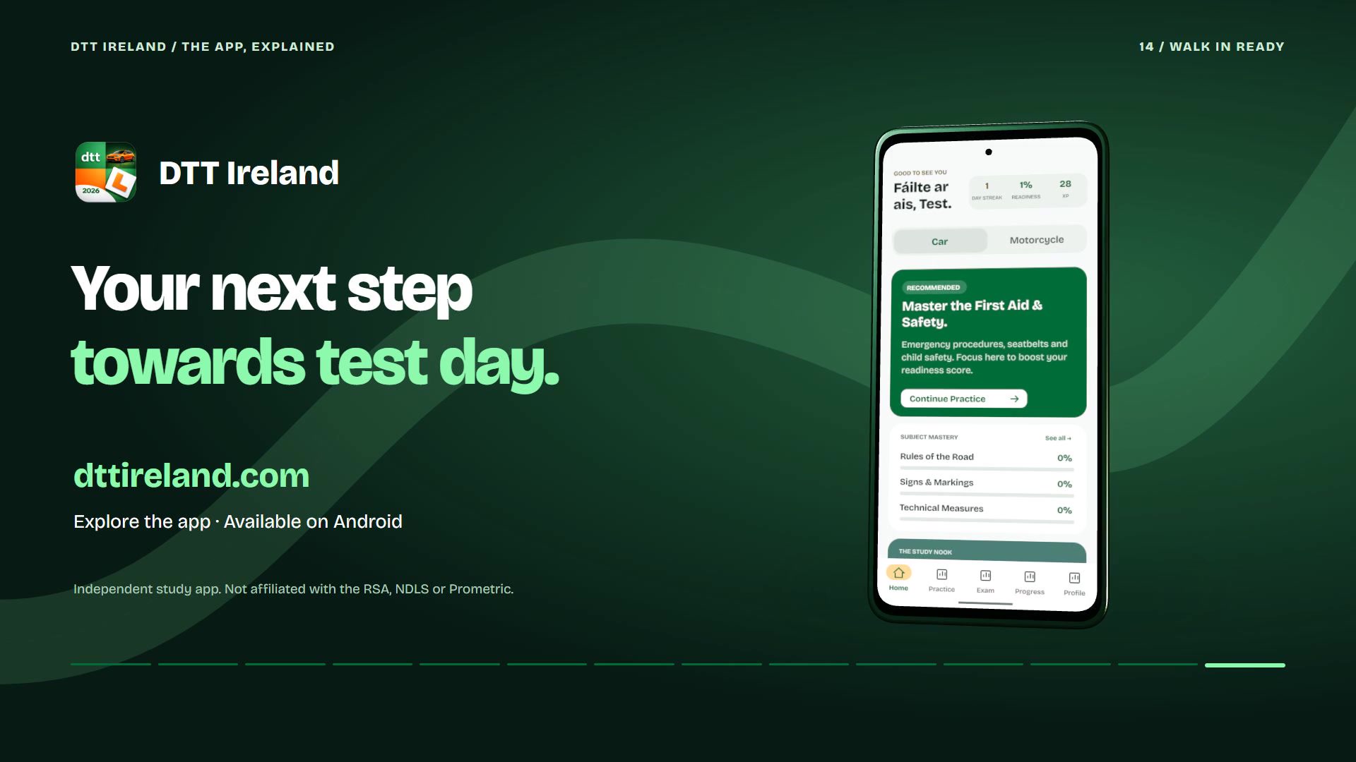 جولة متحركة في تطبيق DTT Ireland